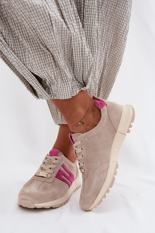 tênis À modalo de tênisHabilitadoturalnego de camurçau Feminino bege Lovey
