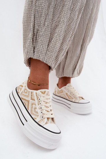Baixo Sapatos de lazer com uma plataforma Branco-cor dourada Medina 2