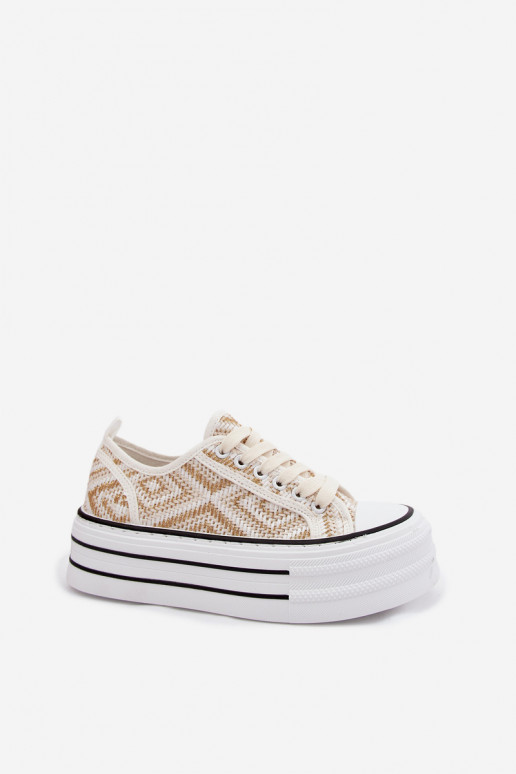Baixo Sapatos de lazer com uma plataforma Branco-cor dourada Medina
