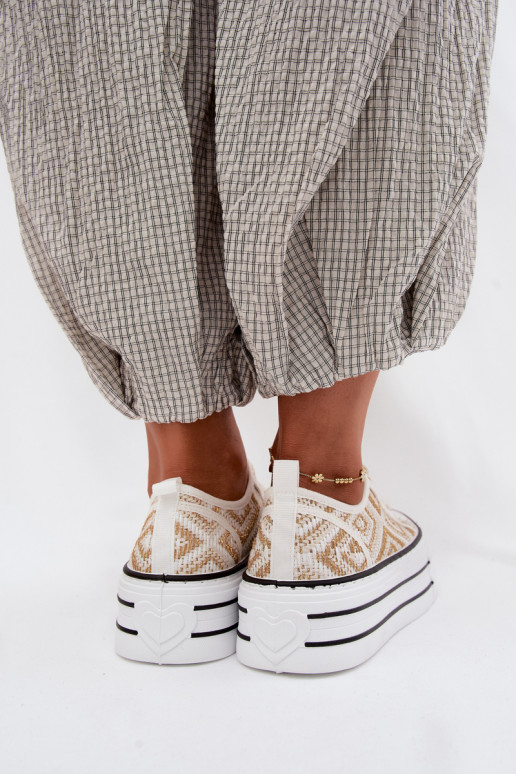 Baixo Sapatos de lazer com uma plataforma Branco-cor dourada Medina