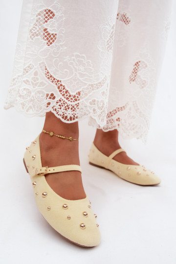 Ballerinas com decoração e tiras em amarelo Cuddly
