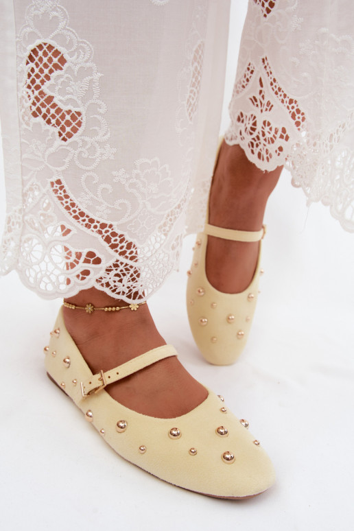 Ballerinas com decoração e tiras em amarelo Cuddly