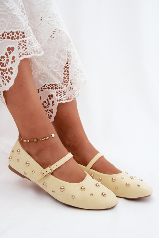 Ballerinas com decoração e tiras em amarelo Cuddly