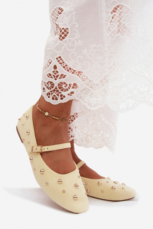 Ballerinas com decoração e tiras em amarelo Cuddly