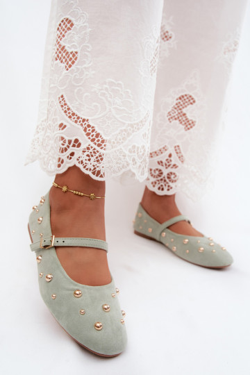 Ballerinas com decoração e tiras em menta Cuddly