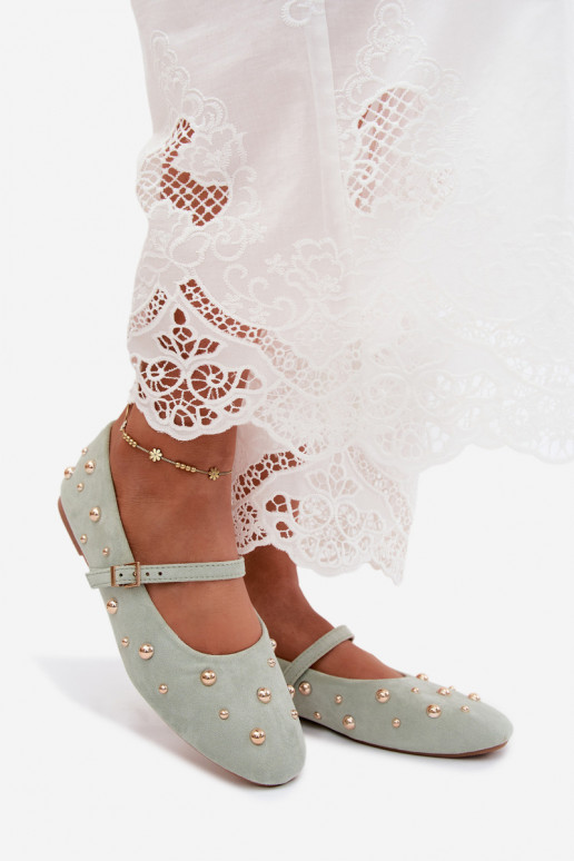 Ballerinas com decoração e tiras em menta Cuddly