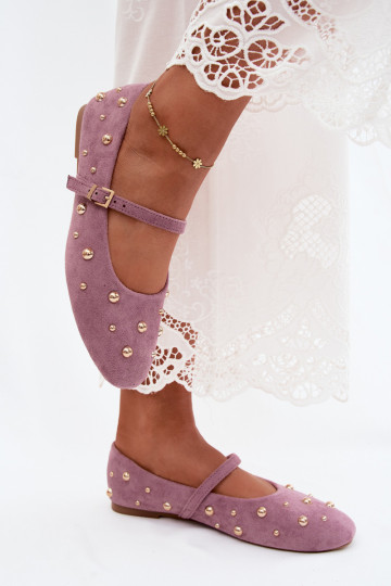 Bailarinas com decoração e tiras na cor violeta Cuddly