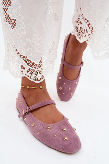 Bailarinas com decoração e tiras na cor violeta Cuddly 2