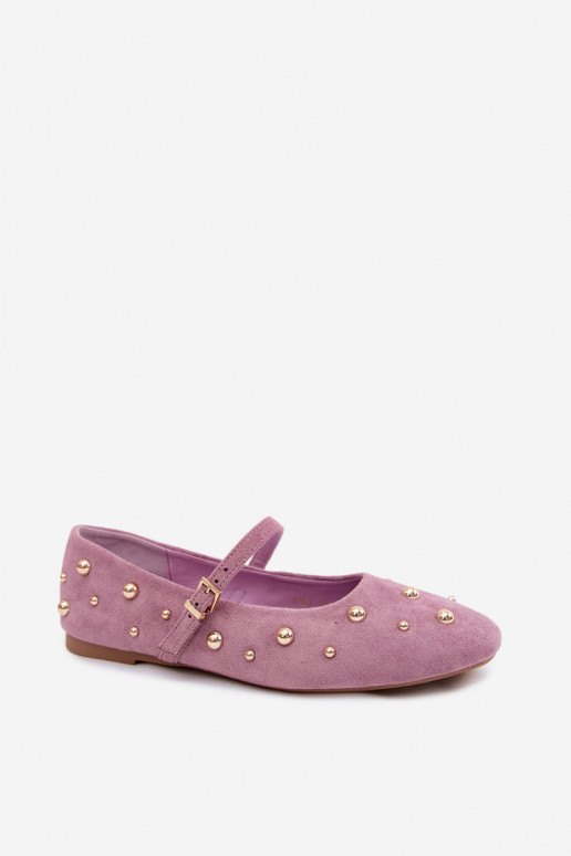 Bailarinas com decoração e tiras na cor violeta Cuddly