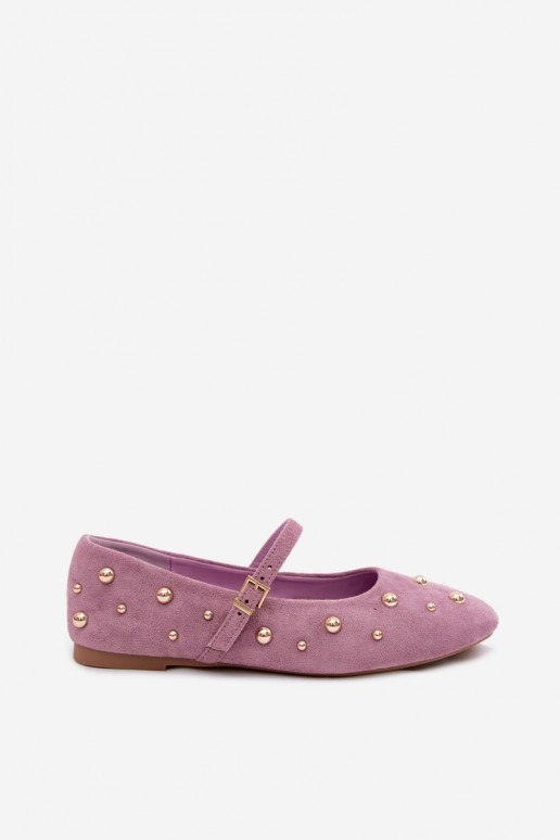 Bailarinas com decoração e tiras na cor violeta Cuddly