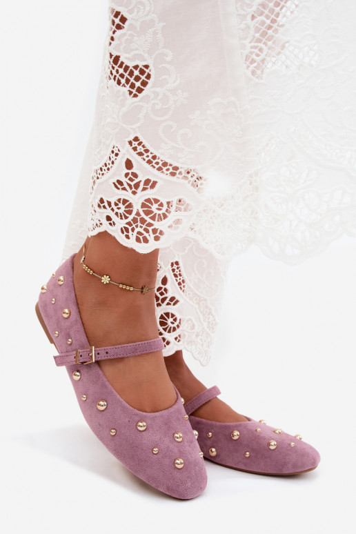 Bailarinas com decoração e tiras na cor violeta Cuddly