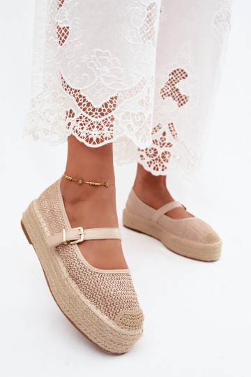 Espadrilles de cor areia com tiras em uma plataforma Coastina