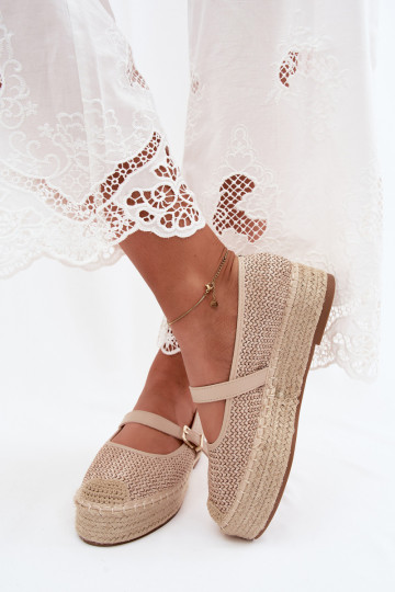 Espadrilles de cor areia com tiras em uma plataforma Coastina 2