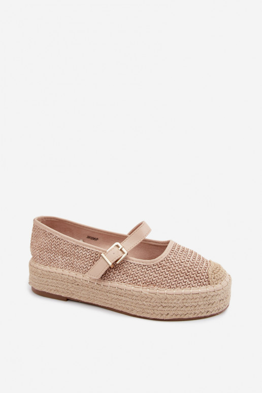 Espadrilles de cor areia com tiras em uma plataforma Coastina