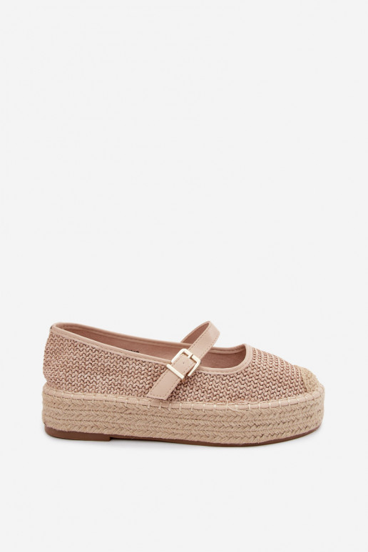 Espadrilles de cor areia com tiras em uma plataforma Coastina