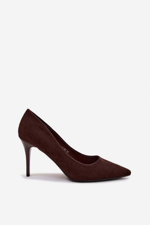 Sapatos de salto altos na cor chocolate de camurça sintética Tropessa