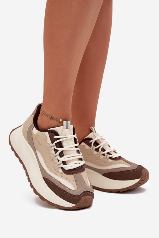 Ténis femininos de cor areia com plataforma Big Star SS274002 HI-POLY SYSTEM