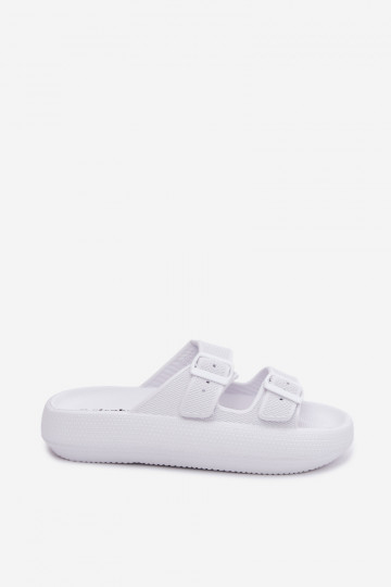 Chinelas femininas com espuma e tiras brancas Sharmen 2