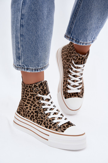 Sapatos casuais com tornozelo e estampa de leopardo Inildrose