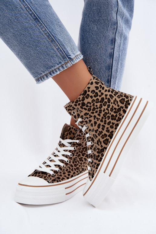 Sapatos casuais com tornozelo e estampa de leopardo Inildrose