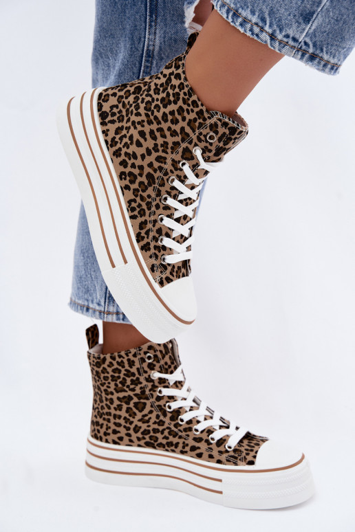 Sapatos casuais com tornozelo e estampa de leopardo Inildrose