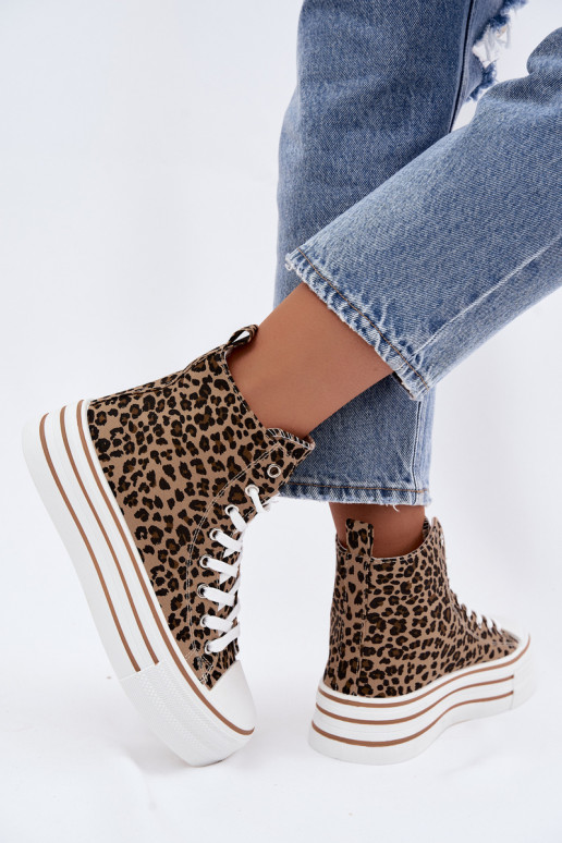 Sapatos casuais com tornozelo e estampa de leopardo Inildrose