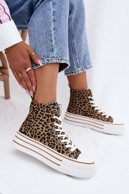 Sapatos casuais com tornozelo e estampa de leopardo Inildrose