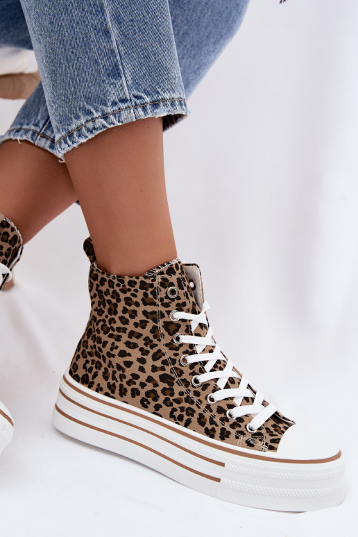Sapatos casuais com tornozelo e estampa de leopardo Inildrose