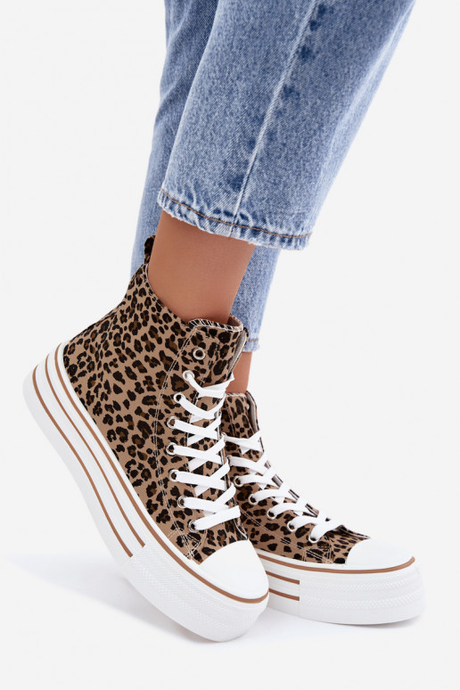 Sapatos casuais com tornozelo e estampa de leopardo Inildrose