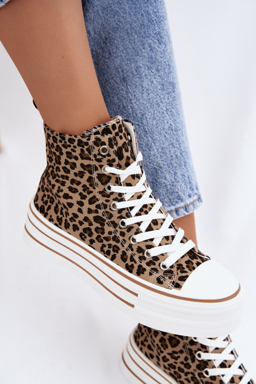 Sapatos casuais com tornozelo e estampa de leopardo Inildrose