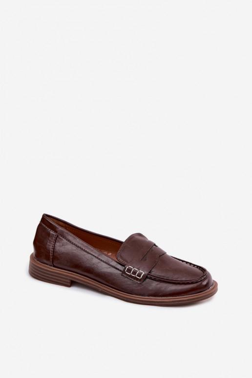 Mocassins femininos em cor chocolate em couro sintético Roslyn