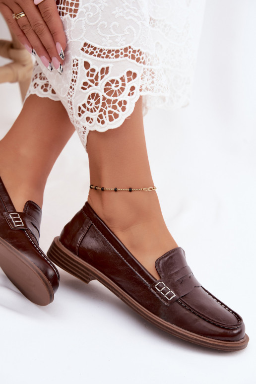 Mocassins femininos em cor chocolate em couro sintético Roslyn