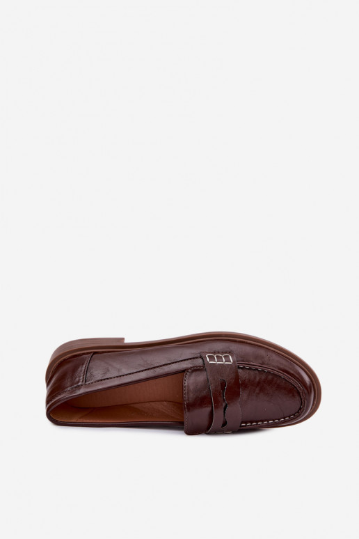 Mocassins femininos em cor chocolate em couro sintético Roslyn