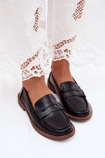 Mocassins femininos em cor preta em couro sintético Roslyn