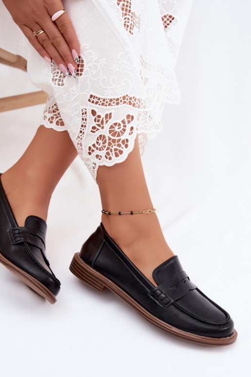 Mocassins femininos em cor preta em couro sintético Roslyn