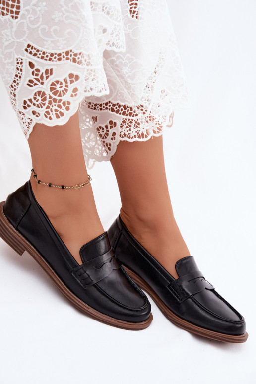 Mocassins femininos em cor preta em couro sintético Roslyn