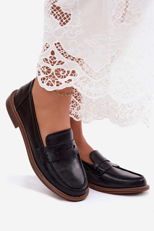 Mocassins femininos em cor preta em couro sintético Roslyn