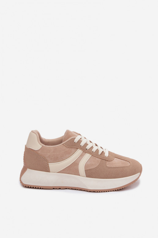 Ténis femininos com plataforma na cor areia Laurelia