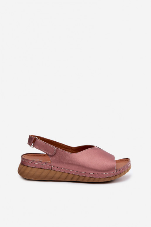 Sandálias de plataforma rosa dourado Tai turiciejka L7633-25
