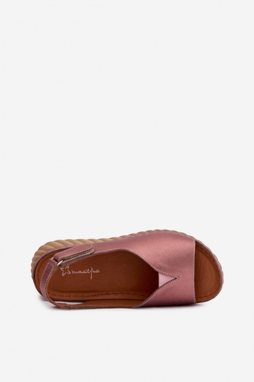 Sandálias de plataforma rosa dourado Tai turiciejka L7633-25