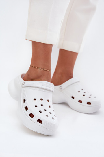 Chinelos femininos com solas chunky na moda Big Star RR274A119 brancos 2