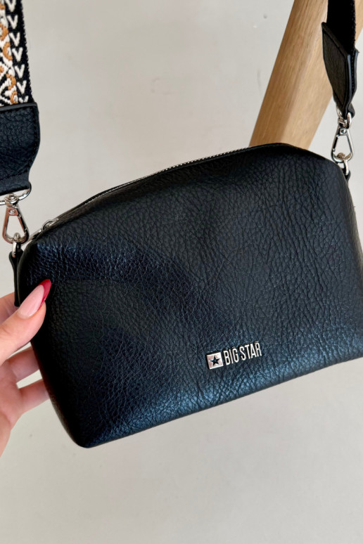 Bolsa pequena preta com alças decoradas Big Star OO574091