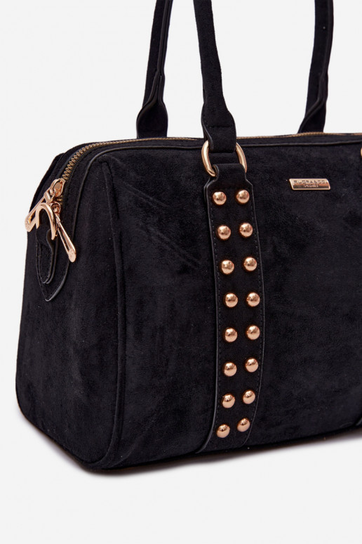Bolsa preta com tachas douradas Emelle