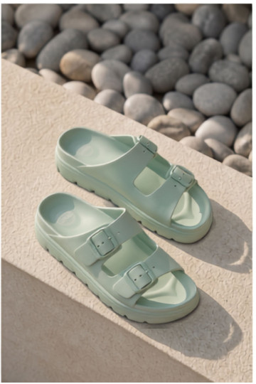 Chinelos femininos com plataforma de espuma em menta Melorea