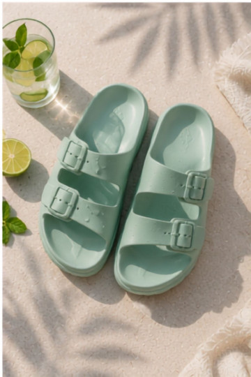 Chinelos femininos com plataforma de espuma em menta Melorea 2