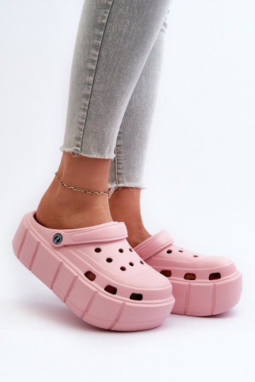 Chinelos leves femininos com plataforma na cor rosa Itubia