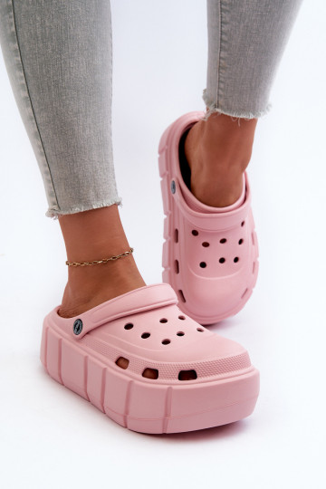 Chinelos leves femininos com plataforma na cor rosa Itubia 2