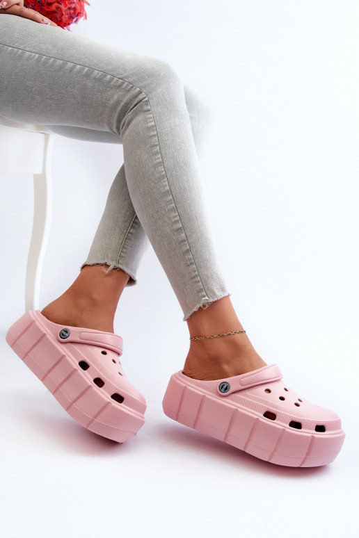 Chinelos leves femininos com plataforma na cor rosa Itubia