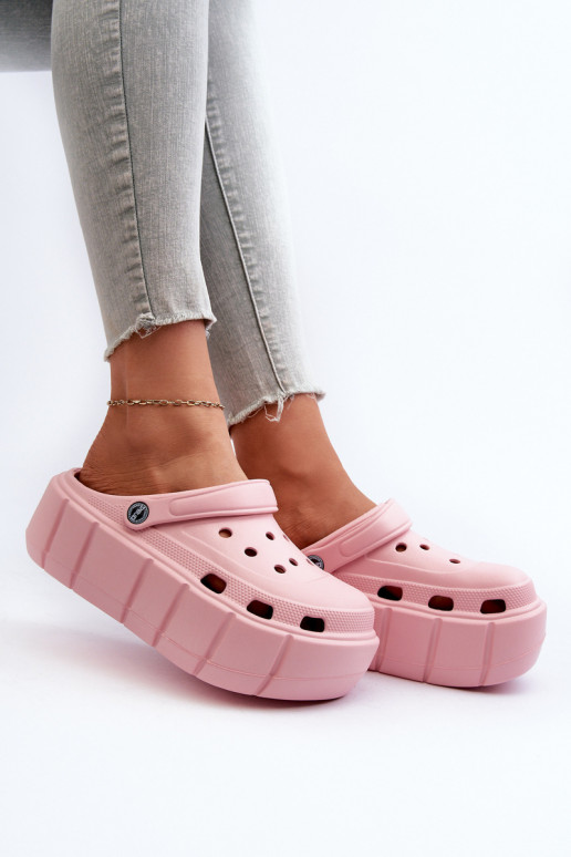 Chinelos leves femininos com plataforma na cor rosa Itubia