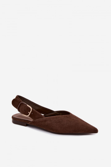 Sapatilhas femininas com fivelas na cor chocolate Tanelia